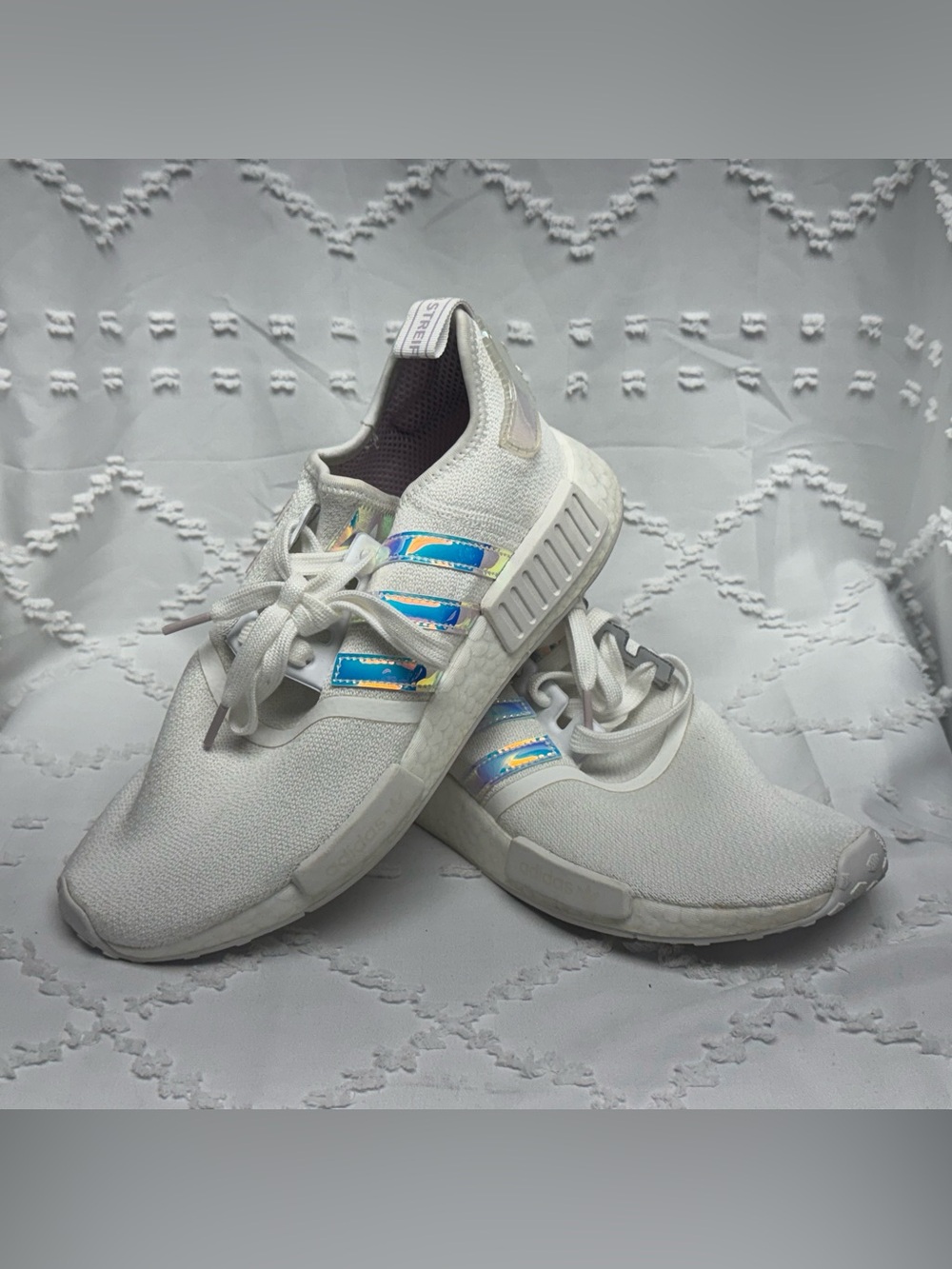 Adidas NMD R1 White
Iridescent Sneakers Women's
Size 9 US FY1263